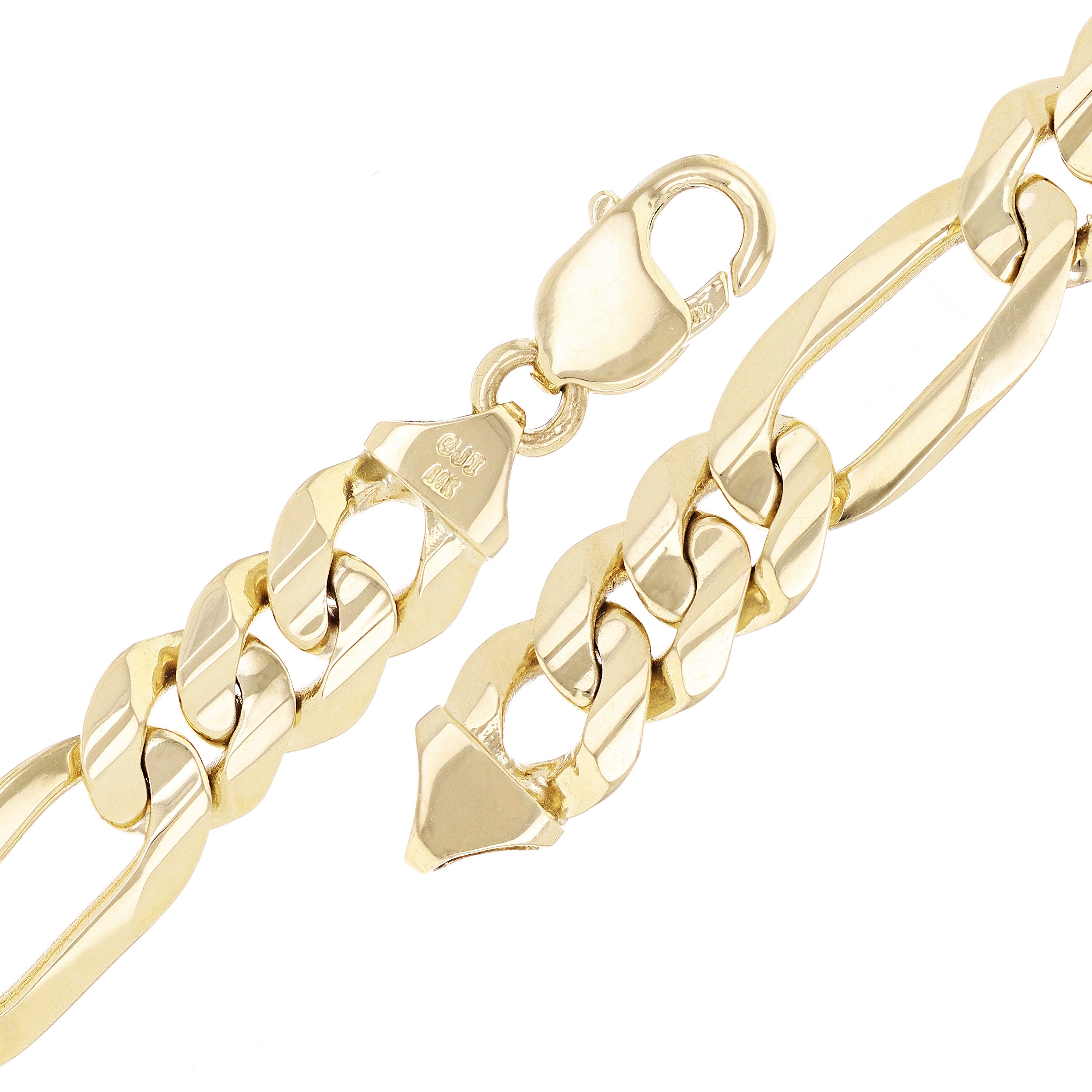 14k Yellow Gold Solid Heavy Figaro Link Chain Bracelet 7.5" 12.7mm 47.2 grams - 7.5"