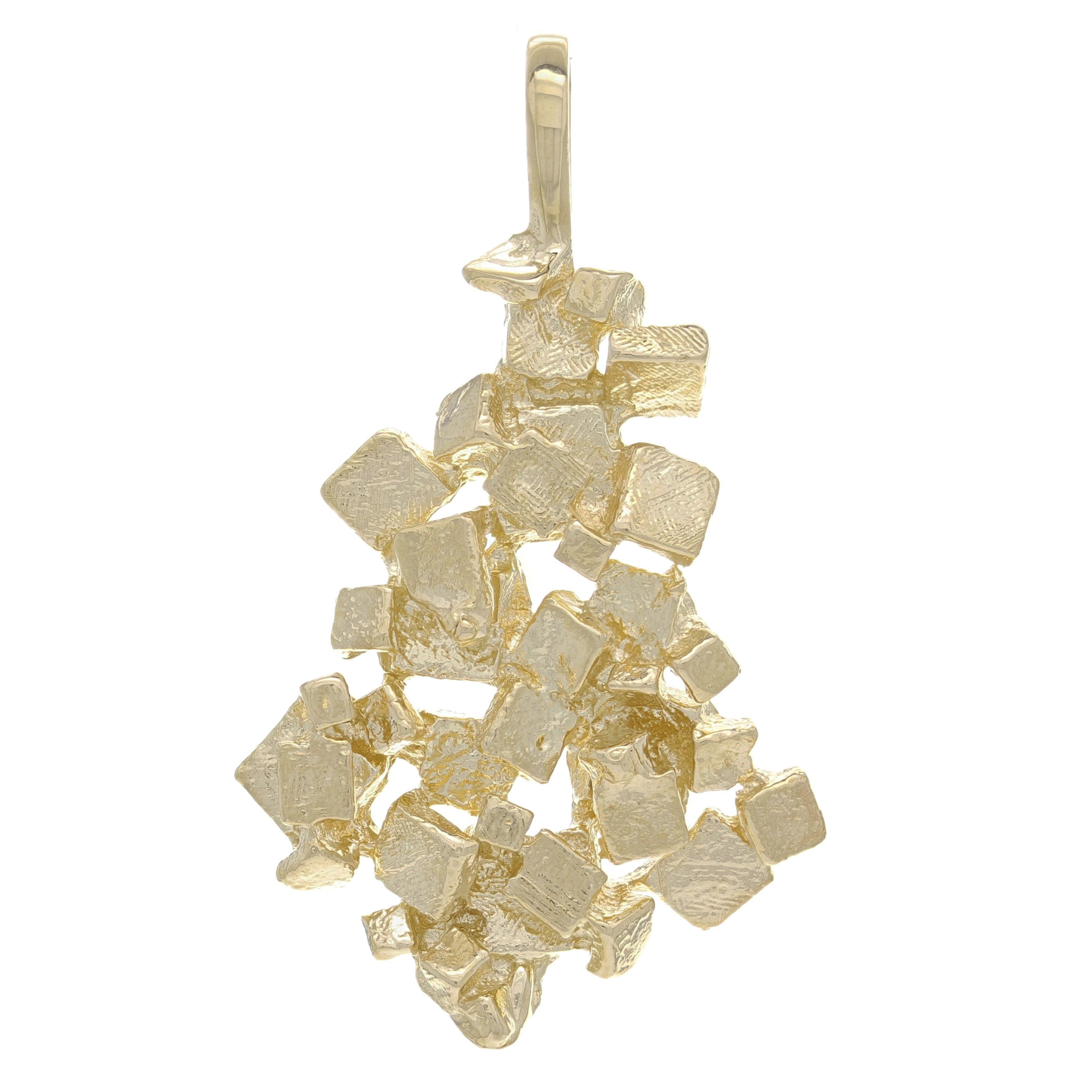 10k Yellow Gold Heavy Chunky 3D Free Form Nugget Pendant 1.9" 13 grams