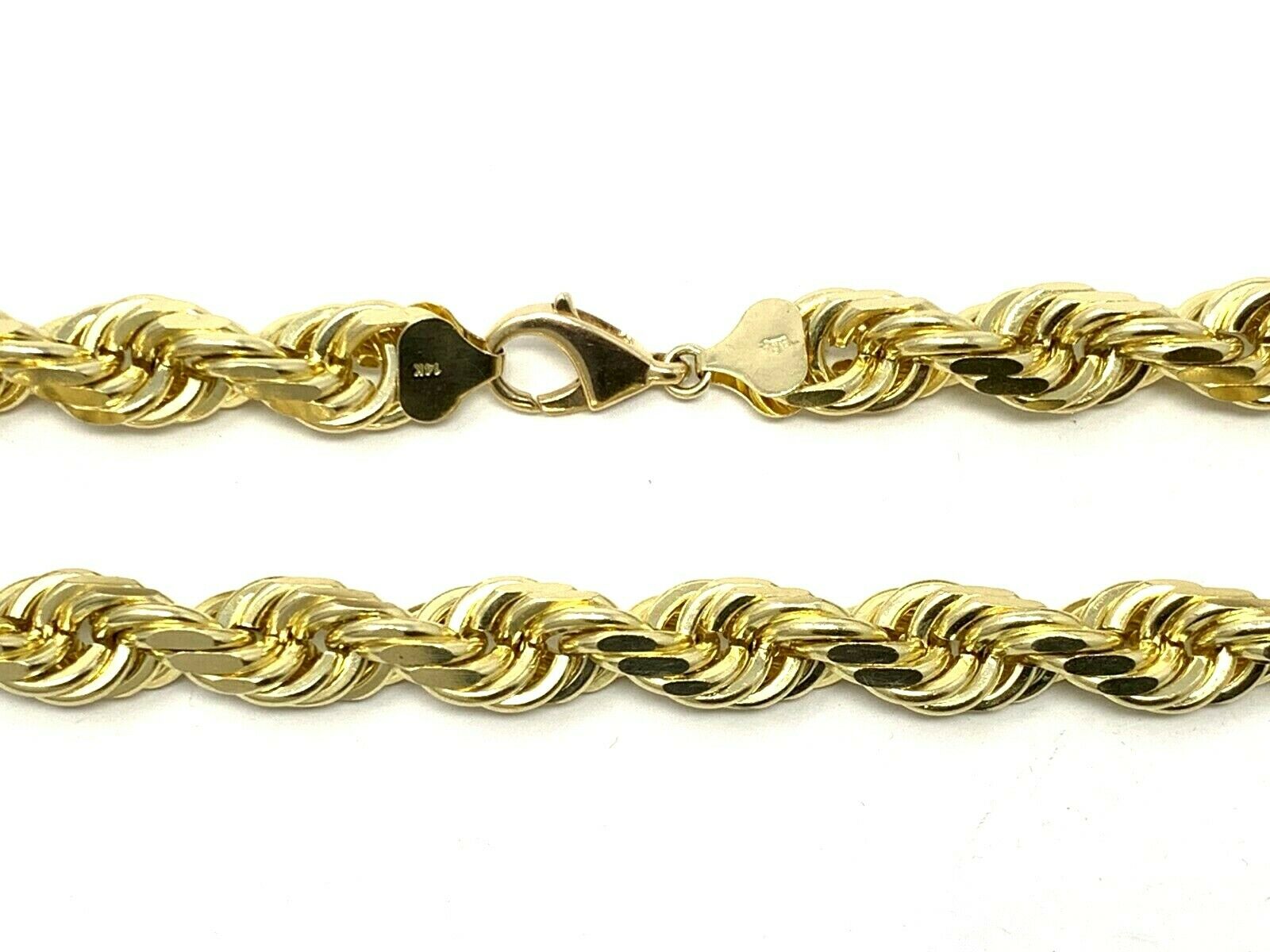 14k Yellow Gold Solid Diamond Cut Rope Chain Necklace 26" 12mm 263 grams