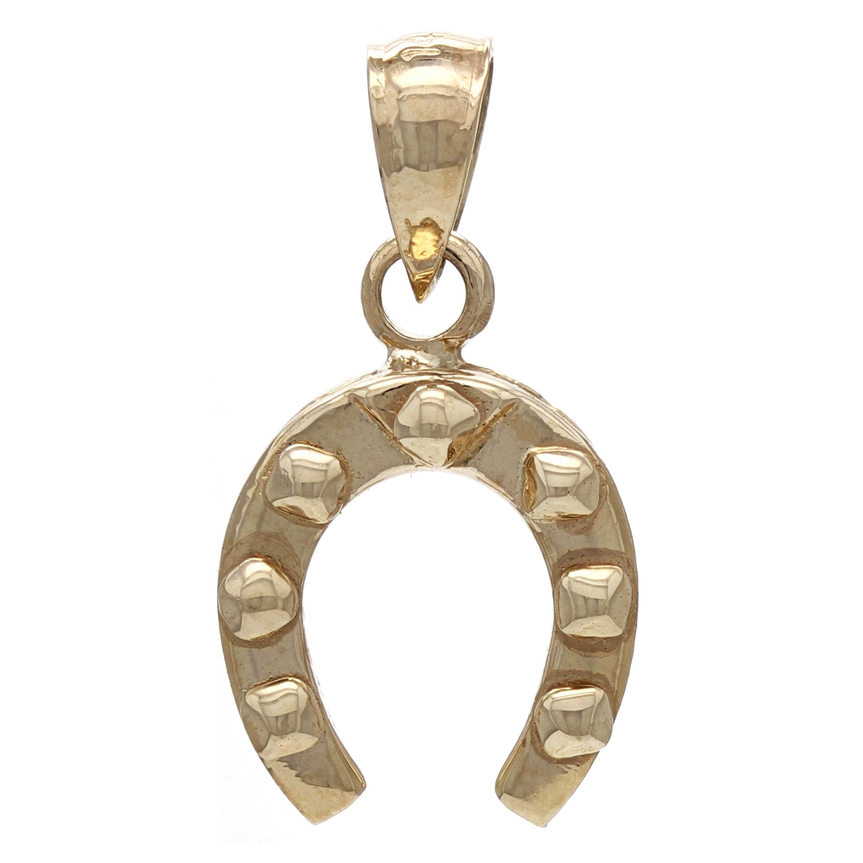 14k Yellow Gold Horse Shoe Lucky Charm Pendant 2 grams - Yellow