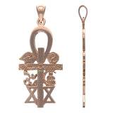 14k Rose Gold Interfaith Pendant Unity Multi Faith Charm 1.7" 5.7 grams - Rose