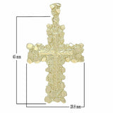 14k Yellow Gold Diamond Cut Nugget Cross Pendant 2.3" 12 grams
