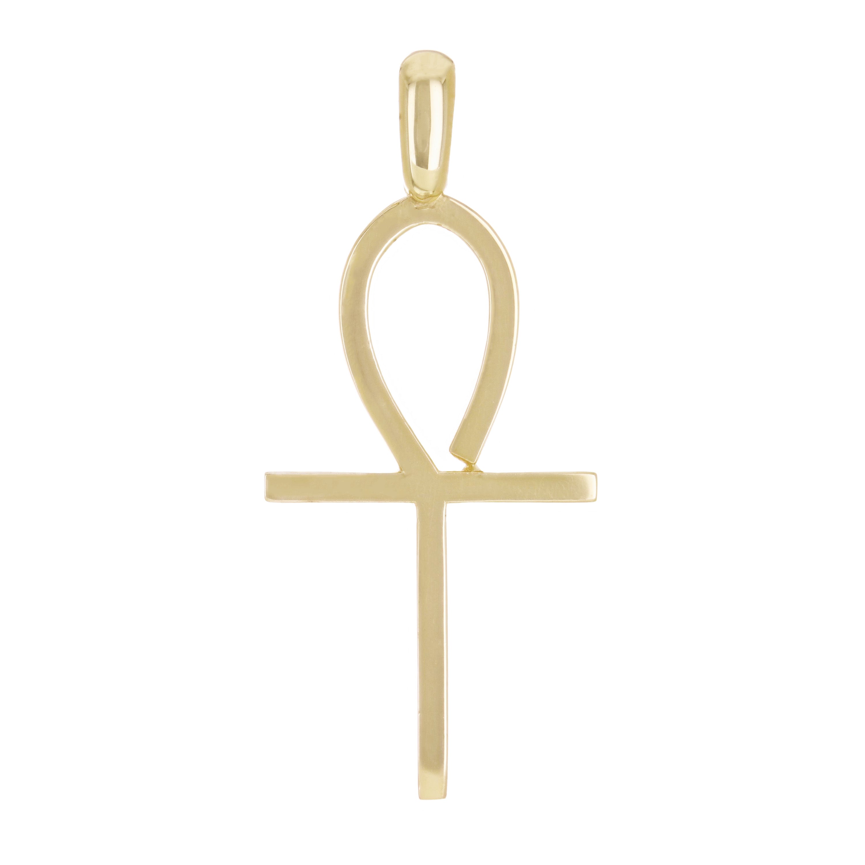 14k Yellow Gold ANKH Cross Religious Charm Pendant 1.8" 4.1 grams