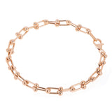 Italian 14k Rose Gold Semi-Solid U-Link Chain Bracelet 7" 6mm 5.3 grams - Rose 7"