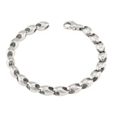 14k White Gold Handmade Fashion Link Bracelet 8" 7mm 32.2 grams