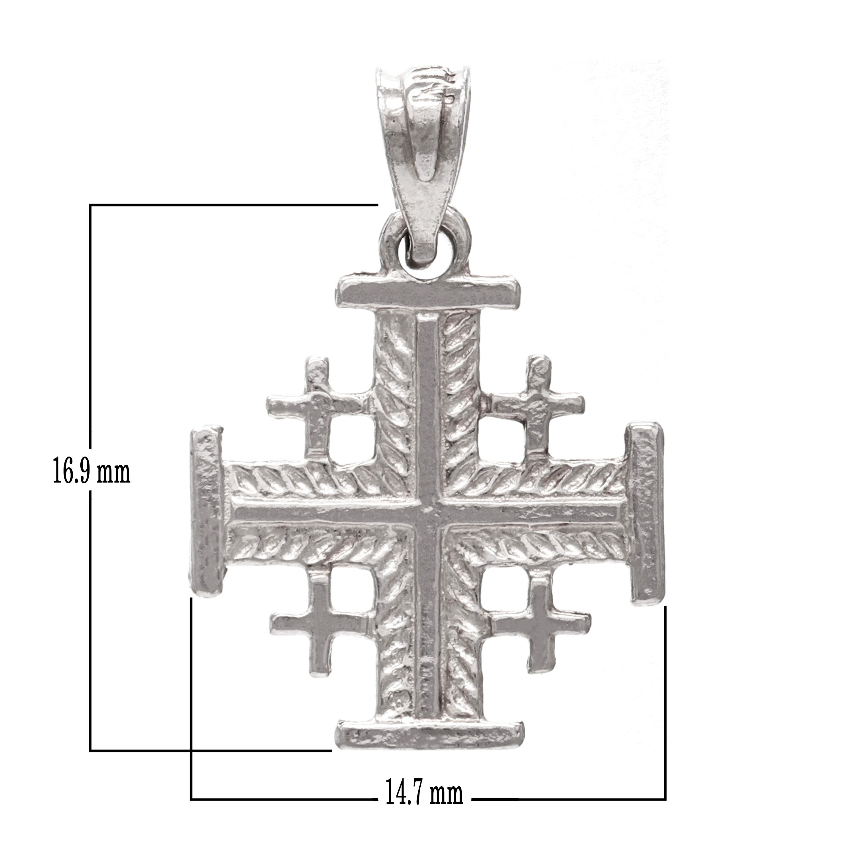 14k White Gold Jerusalem Cross Charm Pendant 1.1 grams - White