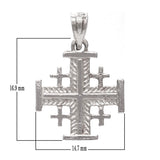 14k White Gold Jerusalem Cross Charm Pendant 1.1 grams - White