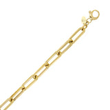 Italian 14k Yellow Gold Paper Clip Link Chain Bracelet 7.75" 6.3mm 8.3 grams