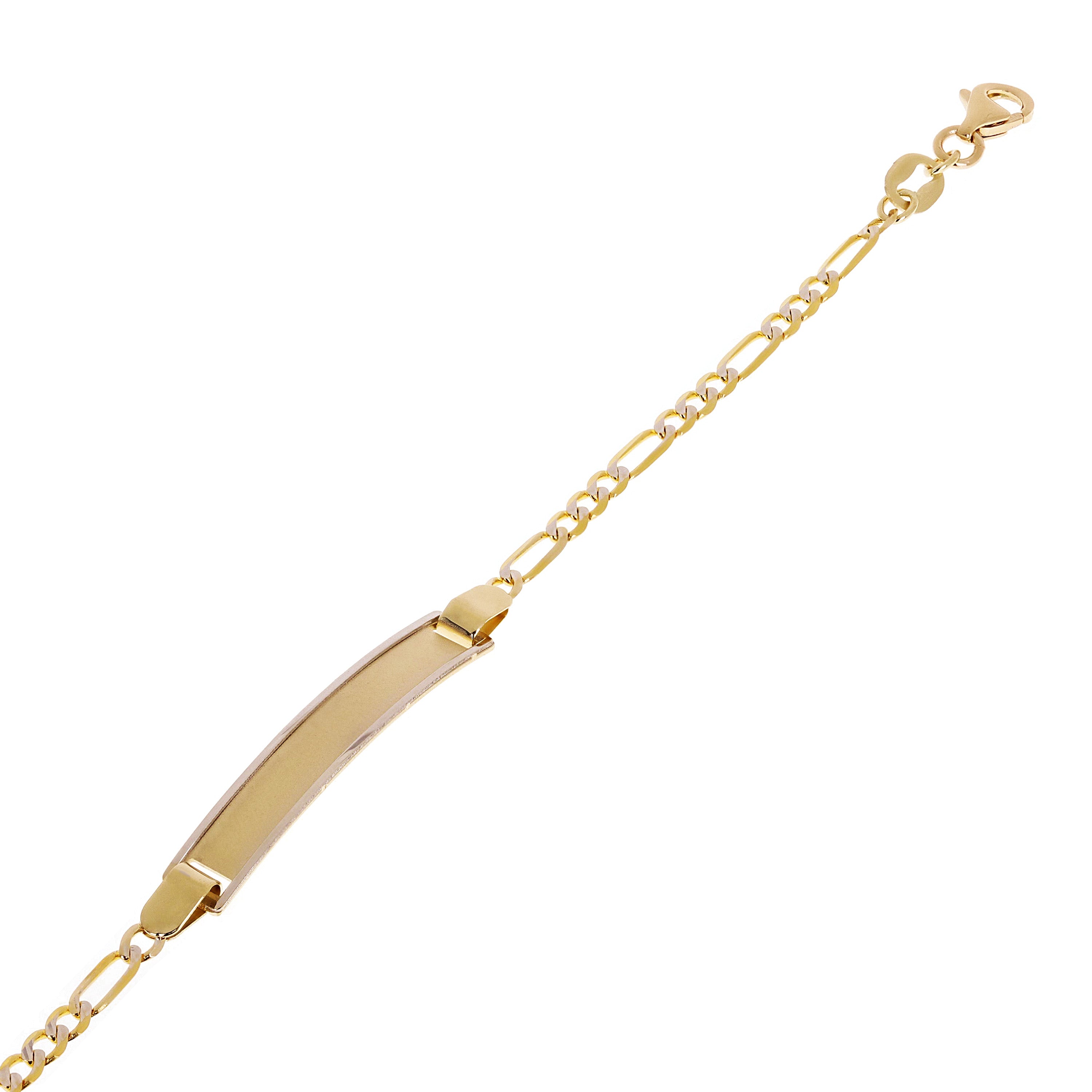 Italian 14k Two Tone Gold Engravable Baby Kids ID Figaro Bracelet 6" 2.5 grams