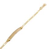 Italian 14k Two Tone Gold Engravable Baby Kids ID Figaro Bracelet 6" 2.5 grams