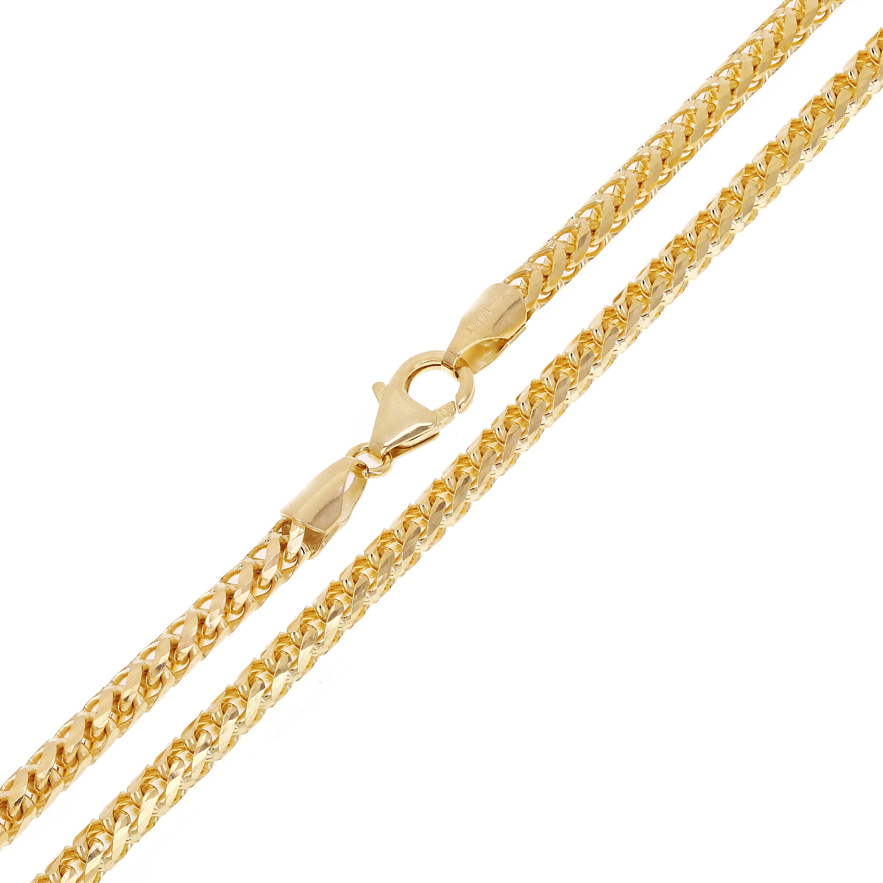 Italian 14k Yellow Gold Solid Diamond Cut Franco Chain Necklace 2-6.5mm 18"-28" - 20"
