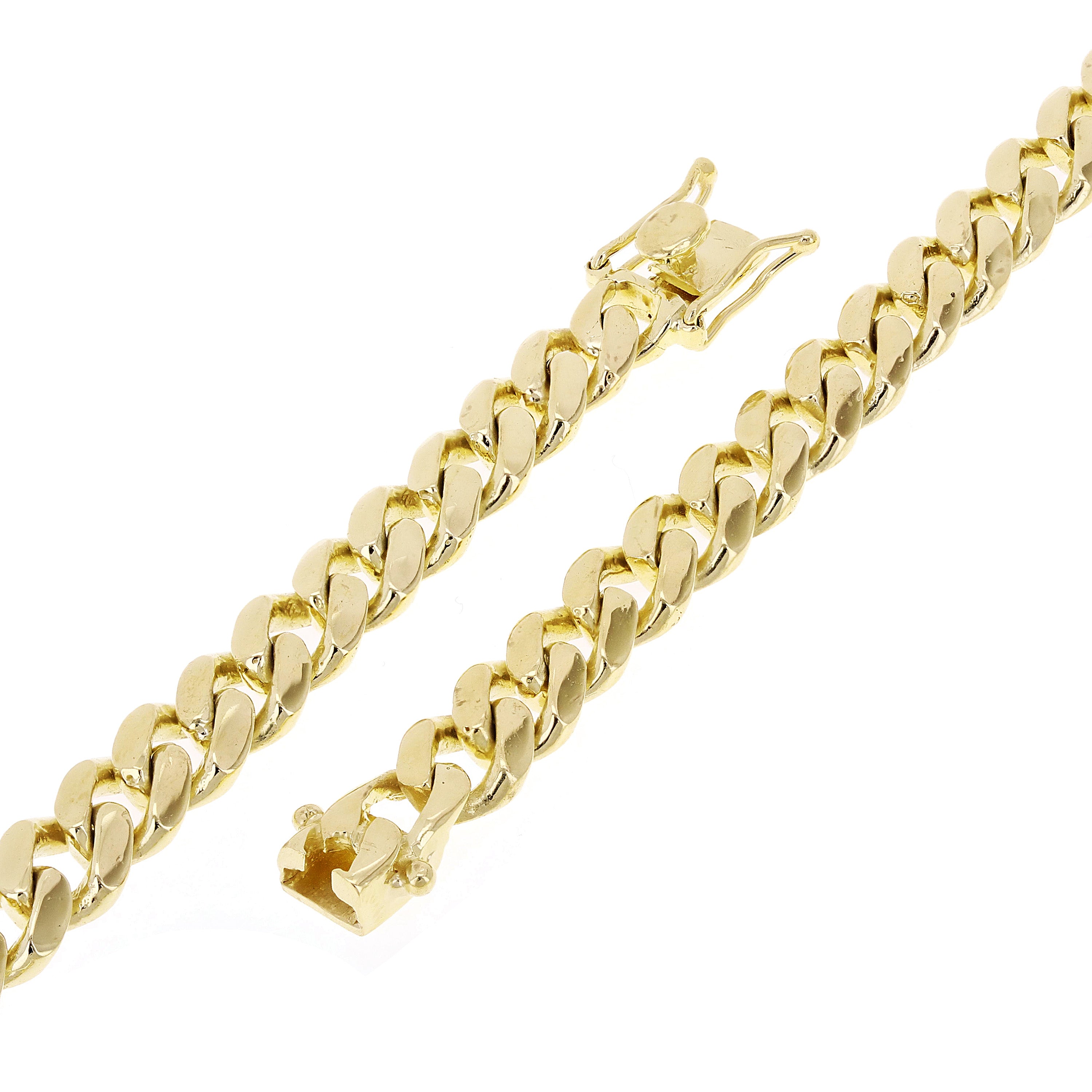 Men's 10k Yellow Gold Solid Miami Cuban Link Bracelet 7" 8mm 25.5 grams - 7"
