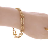 Italian 14k Yellow Gold  U Shape Hardwear Bracelet 7.75" 9mm 9.1 grams