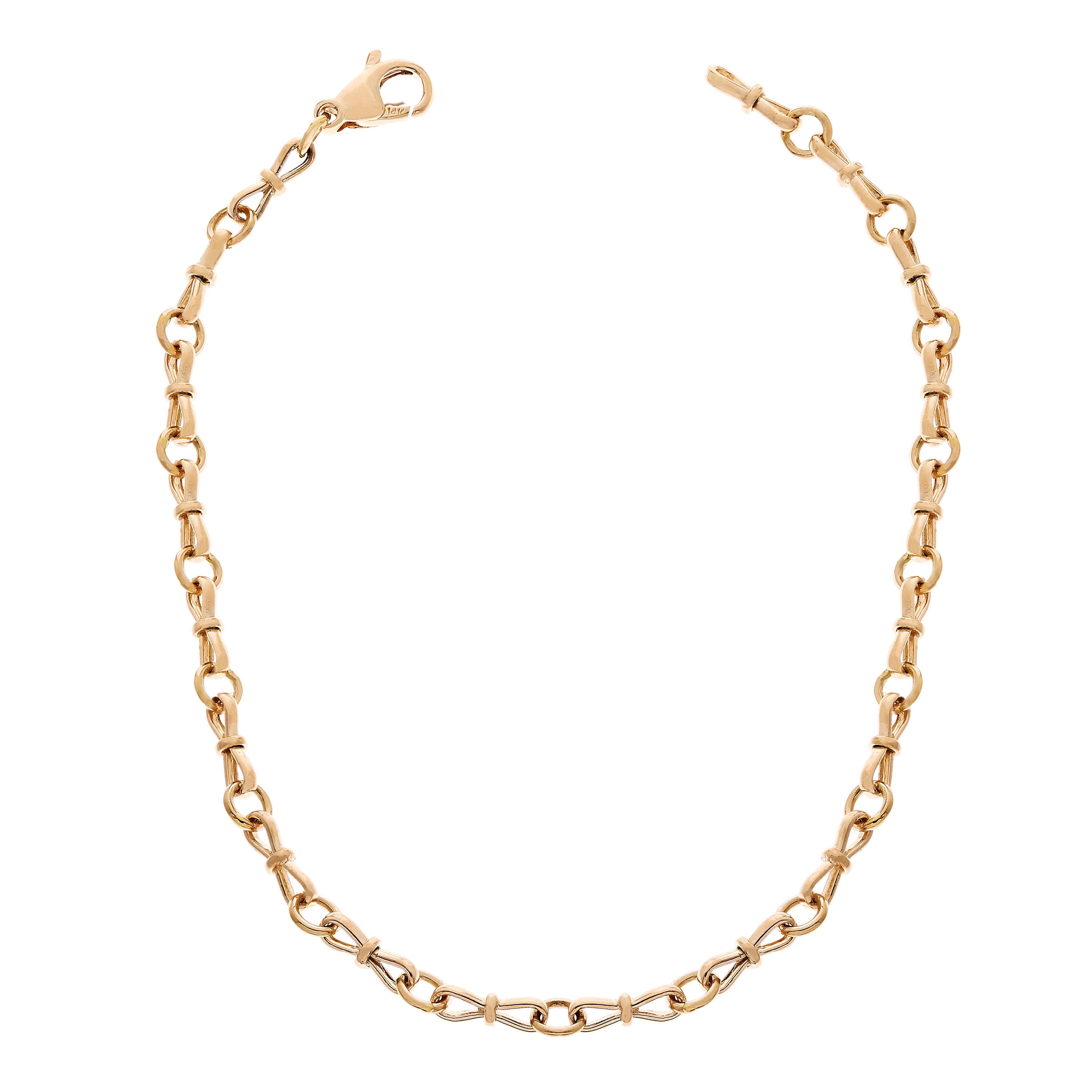 14k Rose Gold Solid Handmade Bow Fashion Link Chain Necklace 24" 3.5mm 25.6grams - Rose,24" 25.6 grams