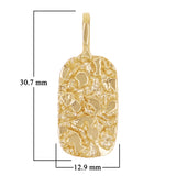 10k Yellow Gold Solid Chunky Rectangle Nugget Charm Pendant 1.2" 4.6 grams