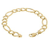 Men's 14k Yellow Gold Solid Figaro Link Chain Bracelet 11.3mm 7" - 8.5"