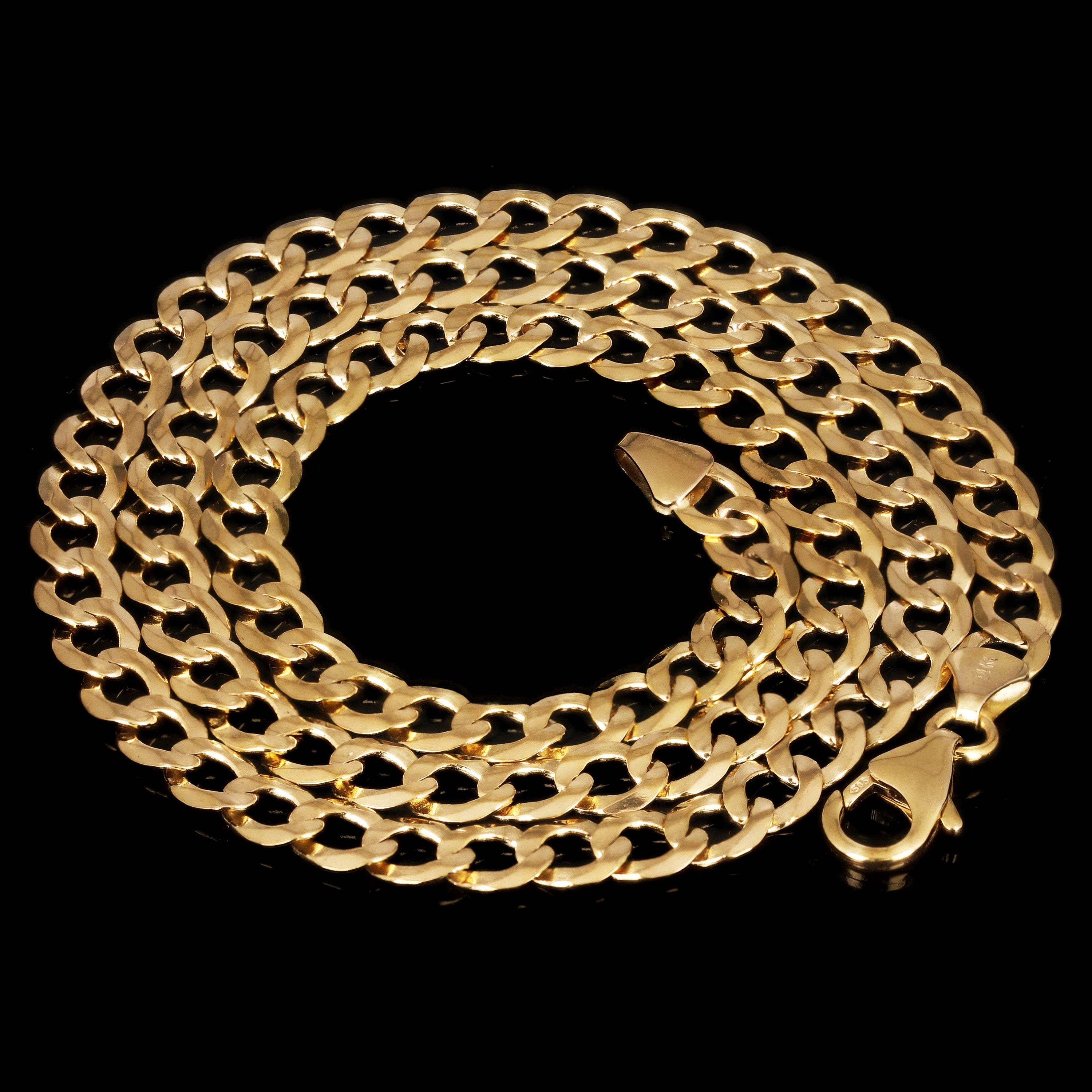 Italian 14k Yellow Gold Solid Curb Link Chain Necklace 5.8mm 20" 17.6 grams - 20" 17.6 grams
