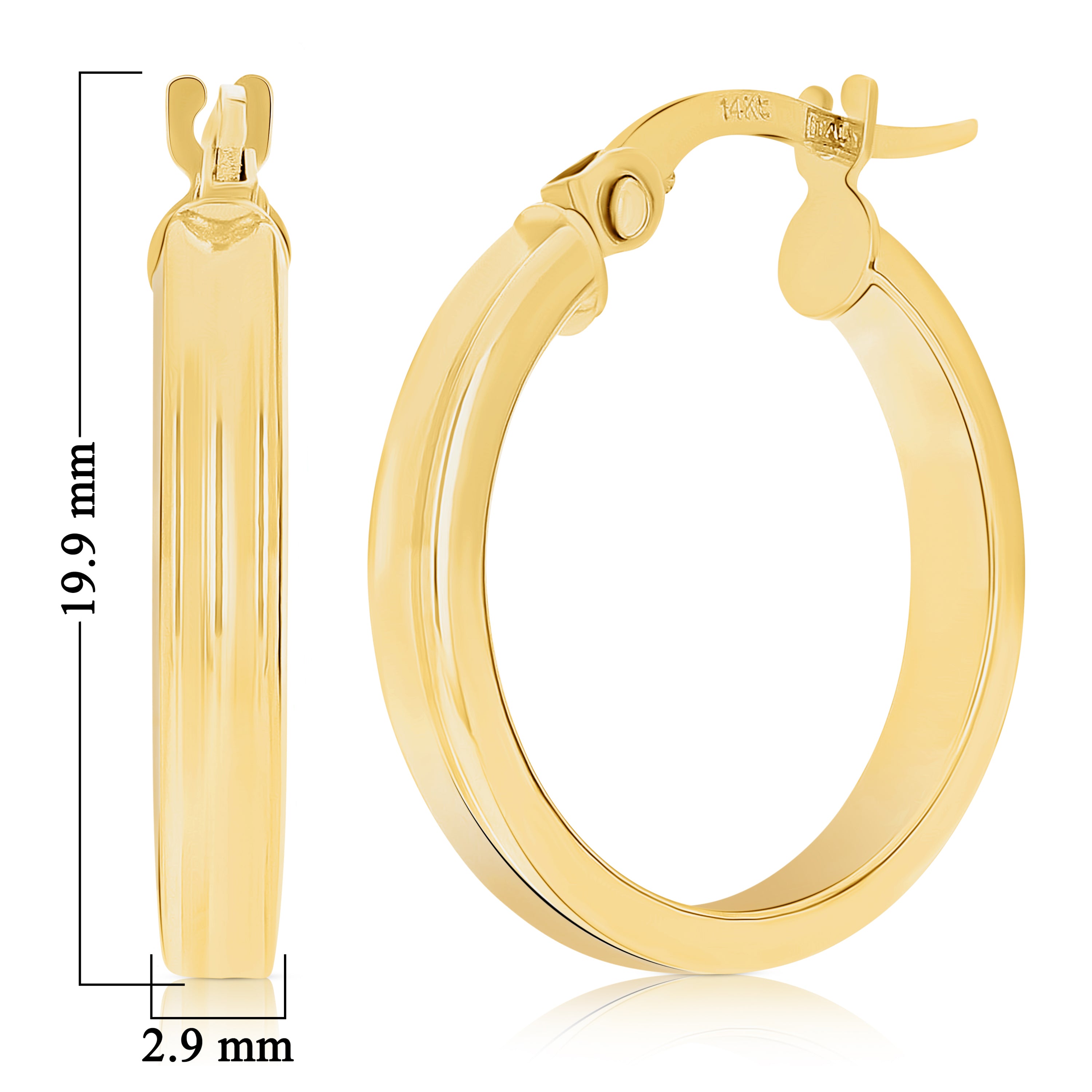 Italian 14k Yellow Gold Polished Concave Small Hollow Hoop Earrings
