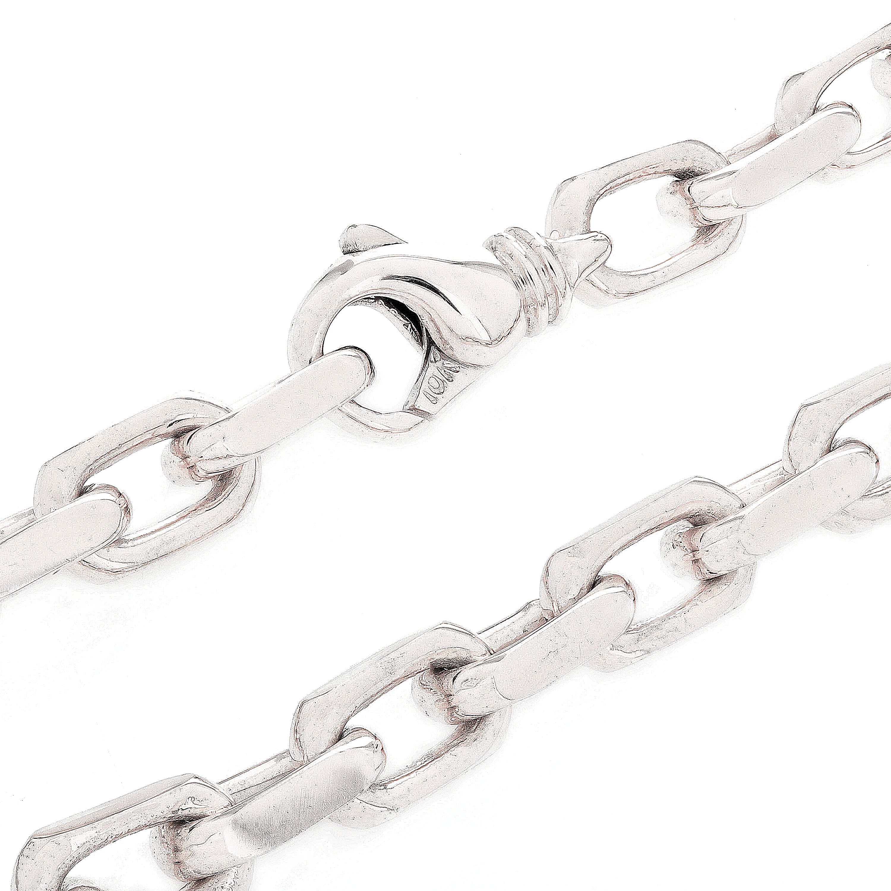 10k White Gold Handmade Fashion Link Necklace 28" 7.94mm - White,28"