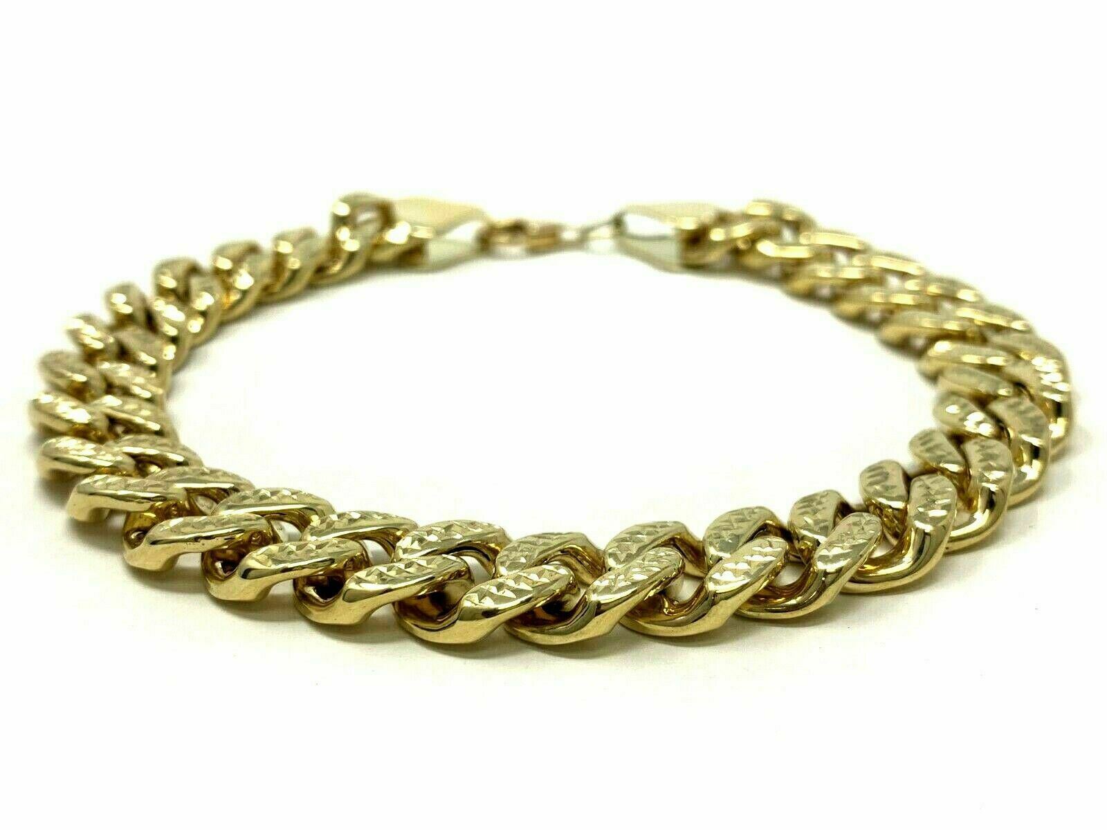 14k Yellow Gold Hollow REVERSIBLE Cuban Link Chain Bracelet 9.25" 11mm 22.9g