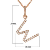 14k Rose Gold Diamond Initial Letter W Charm Pendant Necklace 18" - Letter W,Rose