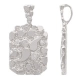 14k White Gold Big Chunky Nugget Pendant 1.46" 9.7 grams - White