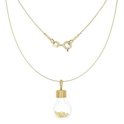 14k Yellow Gold Cable Wire Necklace & Light Bulb Pendant with Yellow Diamonds