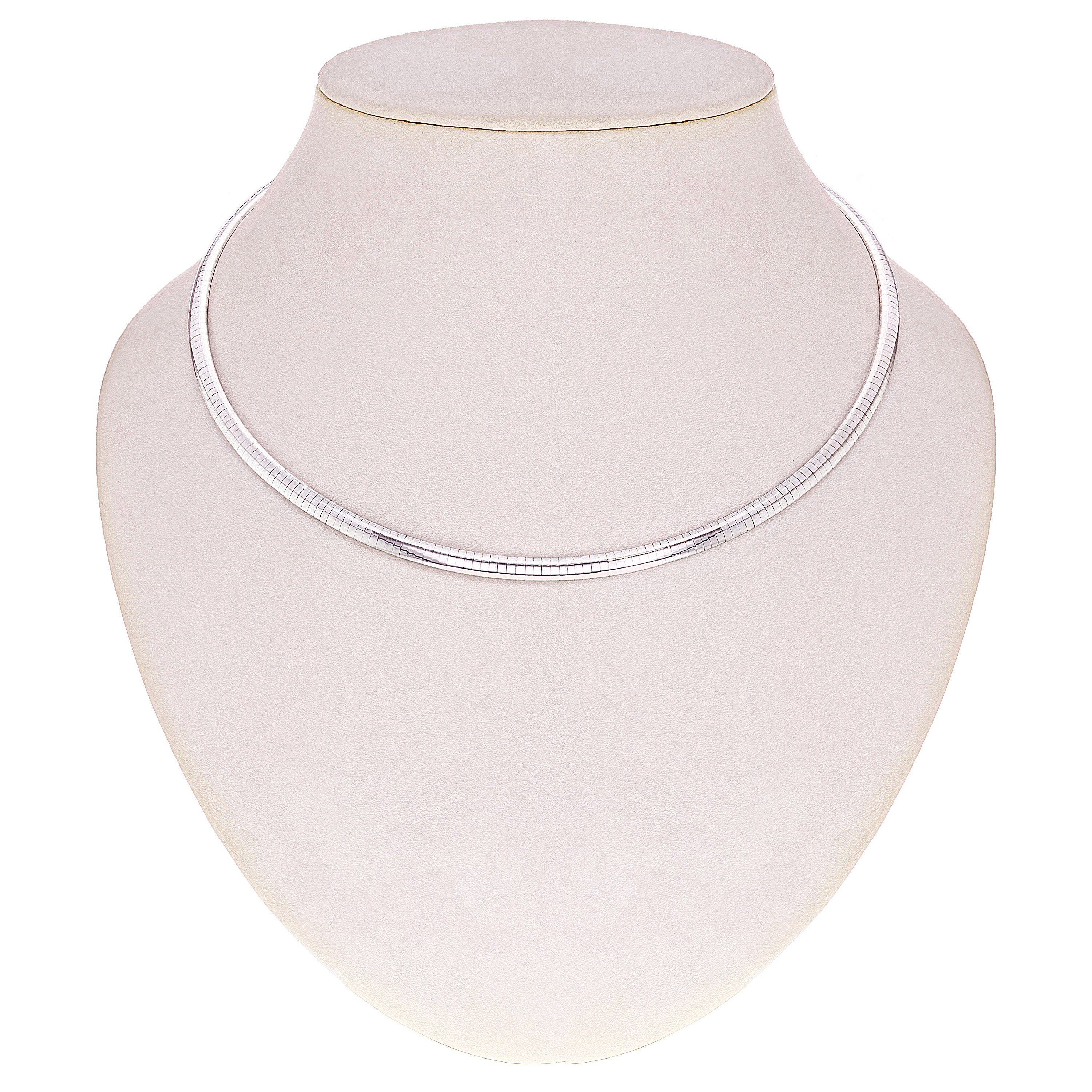 Women's Italian 14k White Gold Omega Necklace Choker 18" 5mm 34.3 grams - 34.3 grams