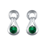 10k White Gold Emerald Petite Drop Modern Stud Earrings - Emerald