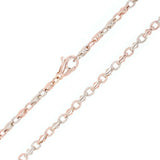 Men's 14k White & Rose Gold Solid Link Necklace & Bracelet Set 34 grams