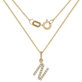 14k Yellow Gold Diamond Initial Letter N Charm Pendant Necklace 18" - Letter N,Yellow