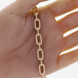 Italian 14k Yellow Gold Hollow Oval & Paper Clip Link Bracelet 7.5" 7.9mm 7.5 grams