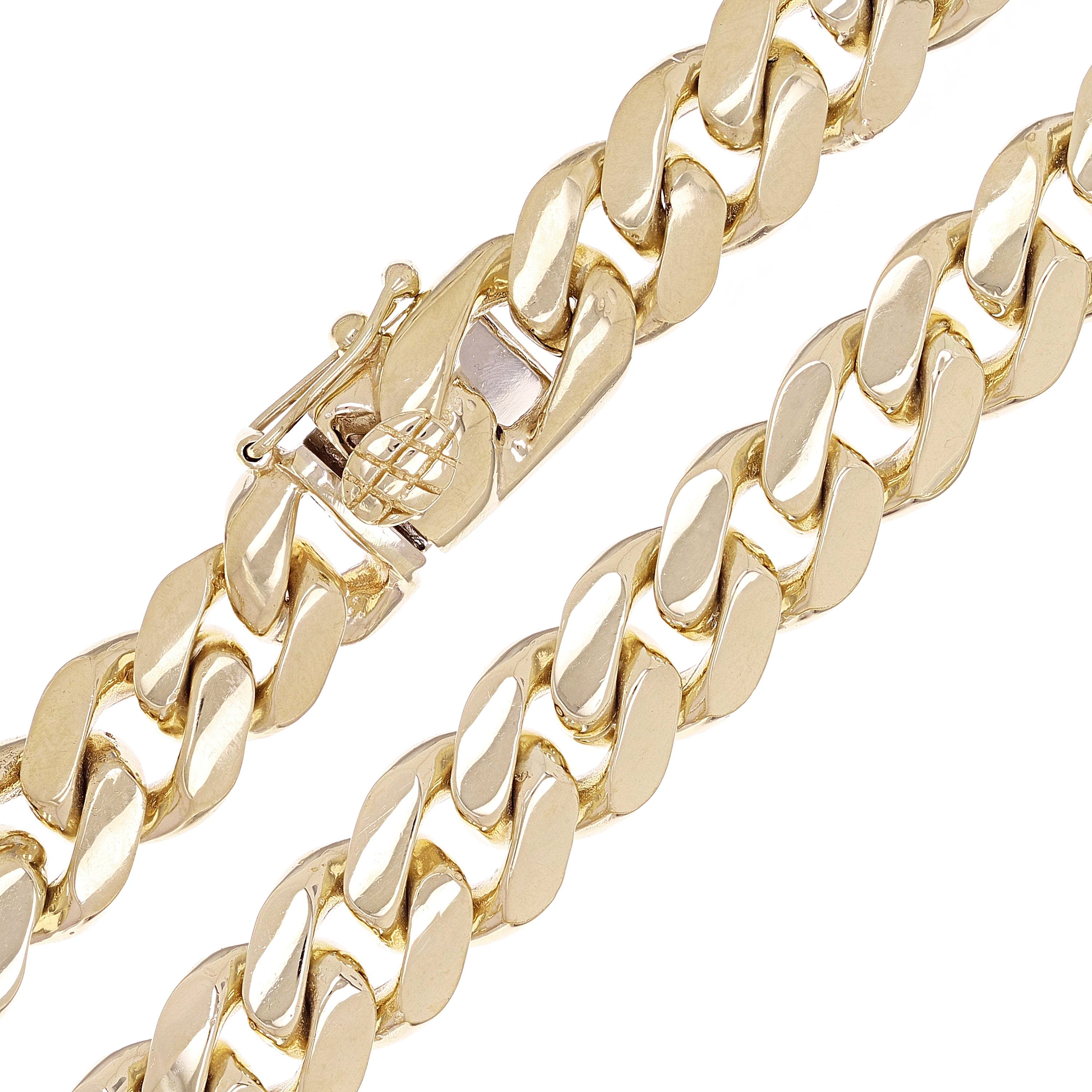 14k Yellow Gold Solid Heavy Miami Cuban Chain Link Necklace 20" 10 mm 143 grams with Box Clasp - Yellow,20"