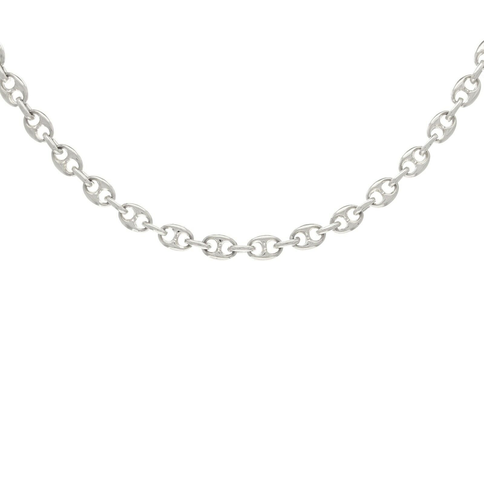 10k White Gold Handmade Fashion Link Necklace 22" 7.5mm 62.3grams - White,22"