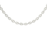 10k White Gold Handmade Fashion Link Necklace 22" 7.5mm 62.3grams - White,22"