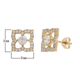 14k Yellow Gold 1ctw Diamond Solitaire Blooming Flower Stud Earrings - Yellow