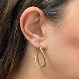 Italian 14k Yellow Gold Hollow Diamond-Cut Twist Hoop Earrings 1.5" 3mm 3.5grams