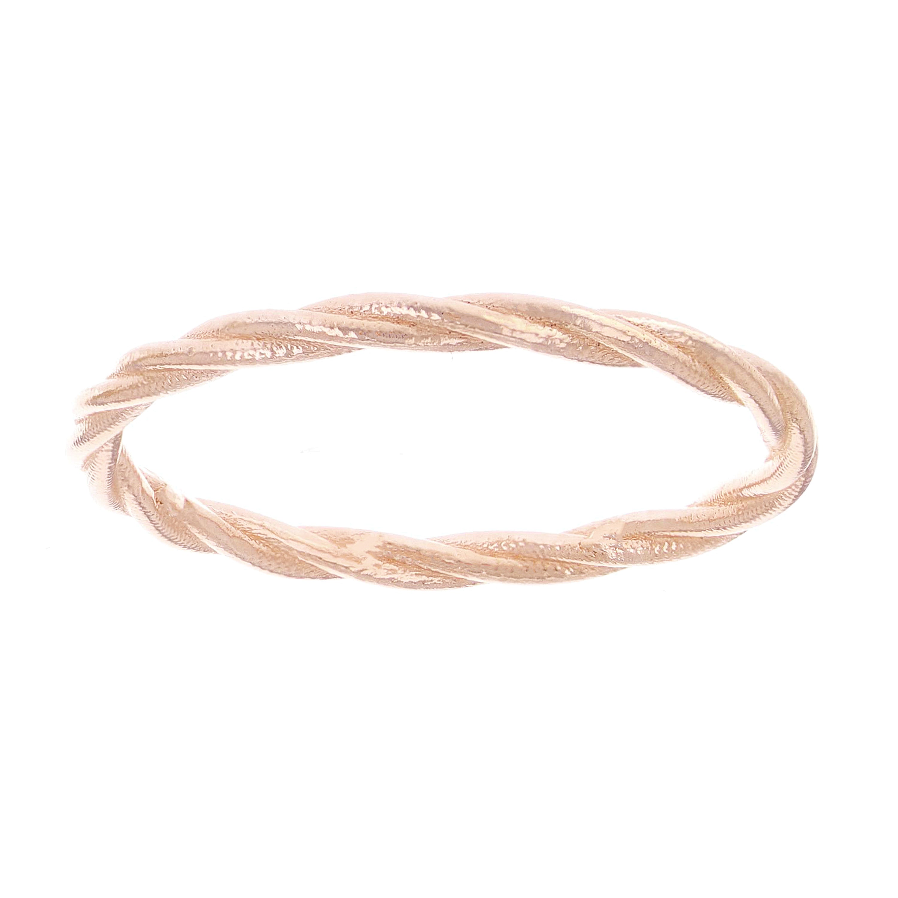14k Rose Gold Textured Finish Twisted Rope Stackable Ring Band Size 5 - Rose