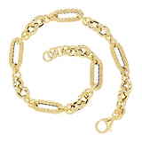 Italian 14k Yellow Gold Round & Twist Paper Clip Link Chain Bracelet 7.5" 3.8g