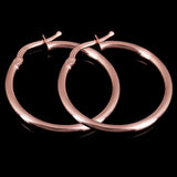 Italian 14k Rose Gold High Polished Plain 2mm Hollow Hoop Earrings 1" 1.6 grams - Rose,Size 1" 1.6 grams