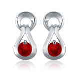 10k White Gold Ruby Petite Drop Modern Stud Earrings - Ruby