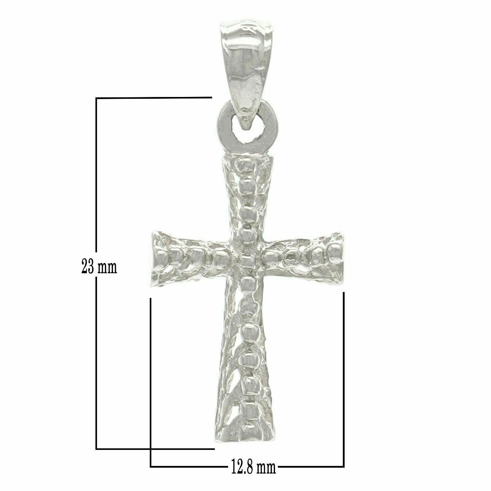 14k White Gold Cross Charm Pendant Religious 1" 1.4 grams - White