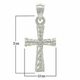 14k White Gold Cross Charm Pendant Religious 1" 1.4 grams - White
