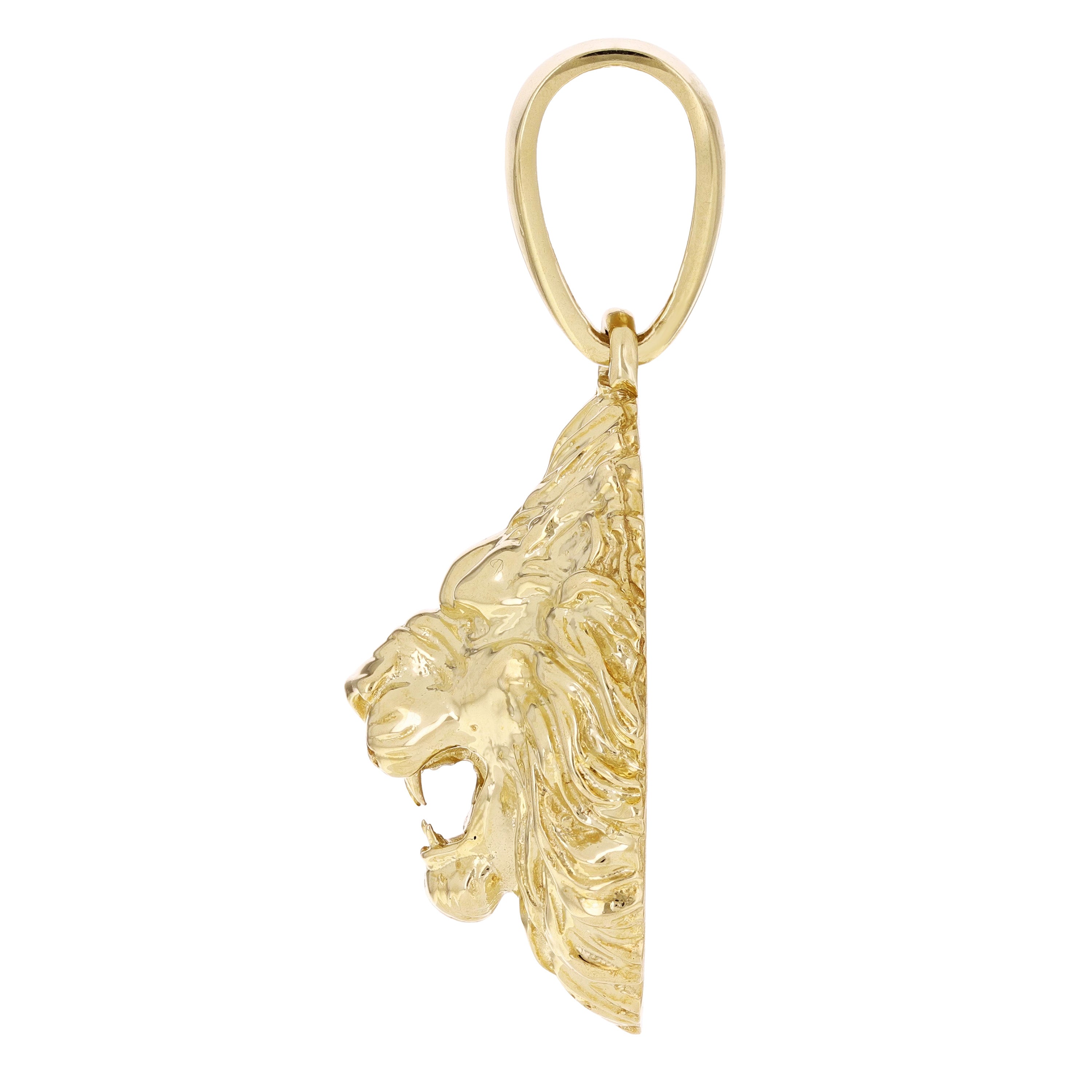 10k Yellow Gold 3D Lion Head Charm Pendant 2.2" 22.5 grams