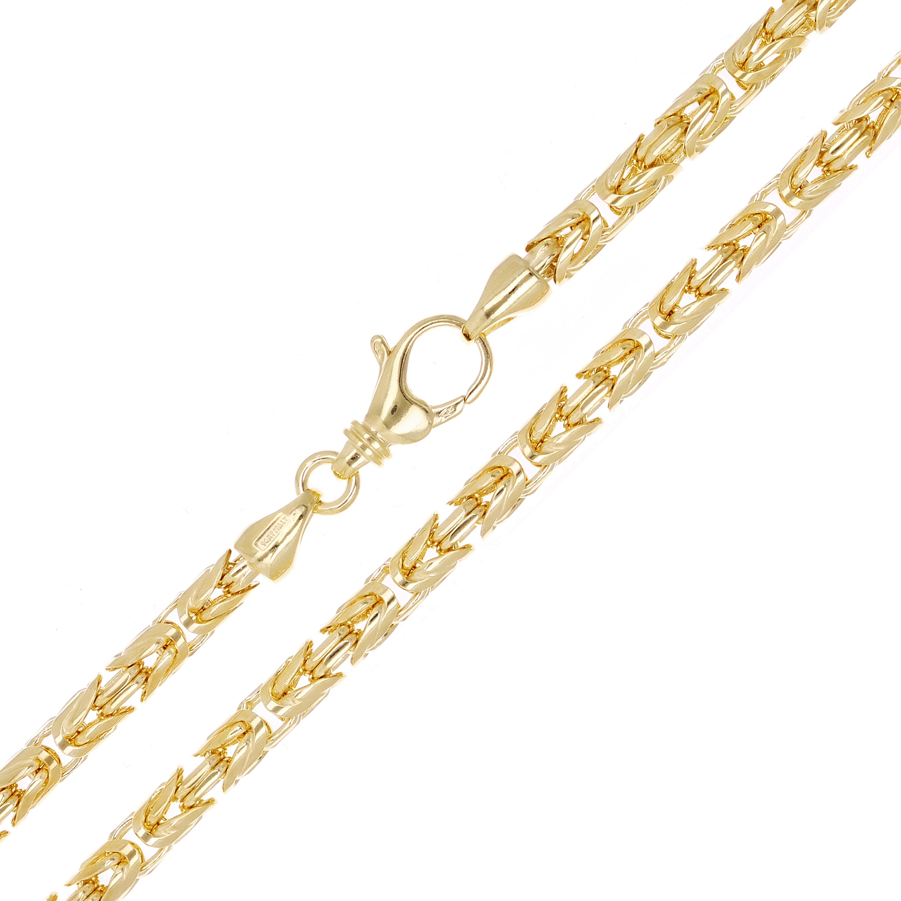 Italian 14k Yellow Gold Solid Round Byzantine Chain Necklace 22" 4.3mm 55.3 gram - 22"