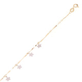 Italian 14k Two Tone Gold Heart & Star Charm Anklet Bracelet 10" 2.1 grams