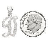 14k White Gold Initial Letter D Alphabet Charm Pendant - Letter D,White