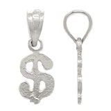 14k White Gold Money Dollar Sign Charm Pendant 0.5 gram Small - White