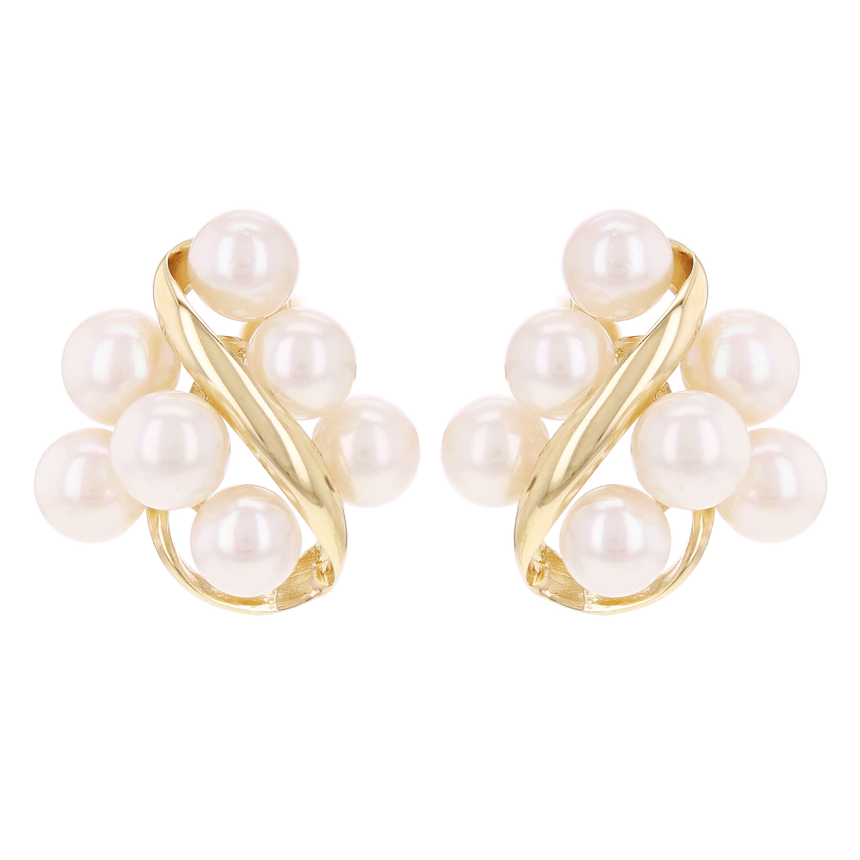 14k Yellow Gold Infinity Fresh Water Pearls Stud Earrings 20mmx16.7mm 5.7 grams