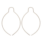 14k White Gold Drop Dangle Double Curved Stick Bar Earrings - White